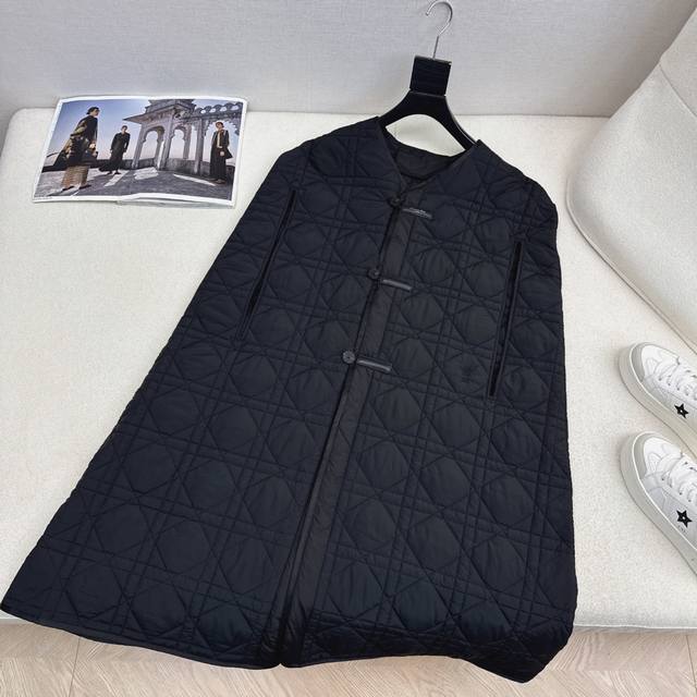 Cd 25Ss Autumn/Winter Newest Princess Diana Cannage Quilted Padded Collar Long C