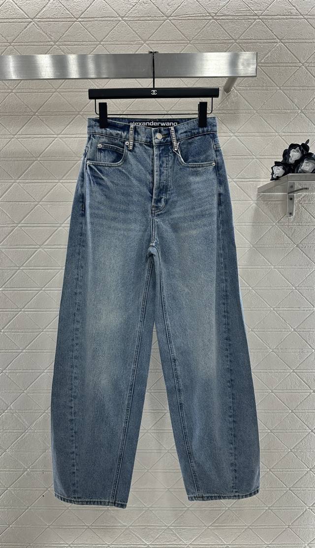 Alexander Wan*2026 New Arrival Distressed Rhinestone Curved Blade Jeans Custom Y