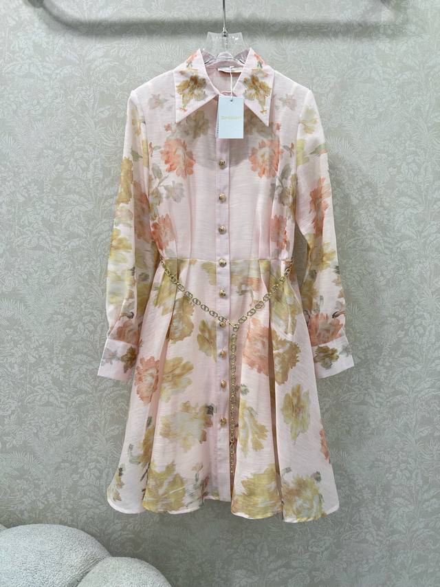 New Zimmerman 2025 New Style Positioning Floral Collar Long Sleeve Dress with La