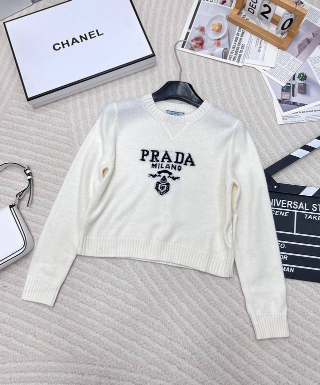 prada24Ss Prada early spring new letter logo sweater, classic and super comforta