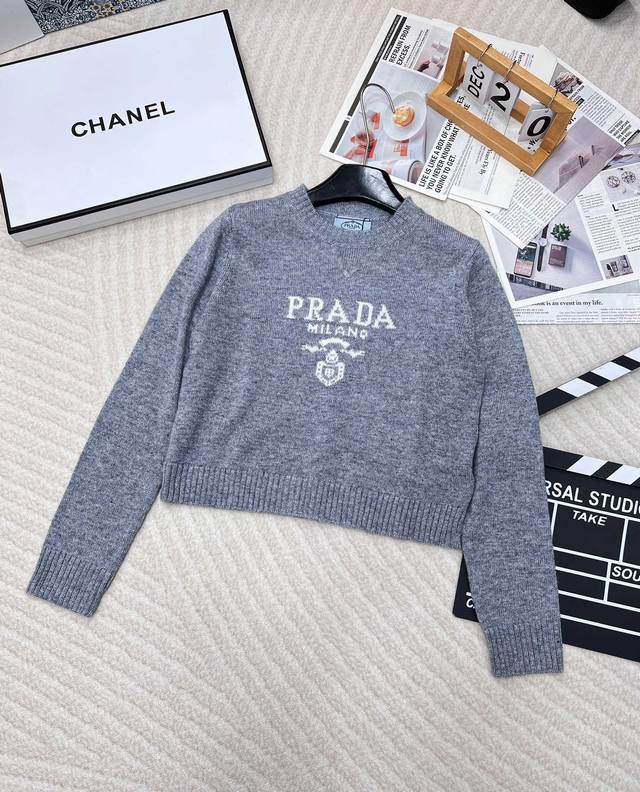 prada24Ss Prada early spring new letter logo sweater, classic and super comforta