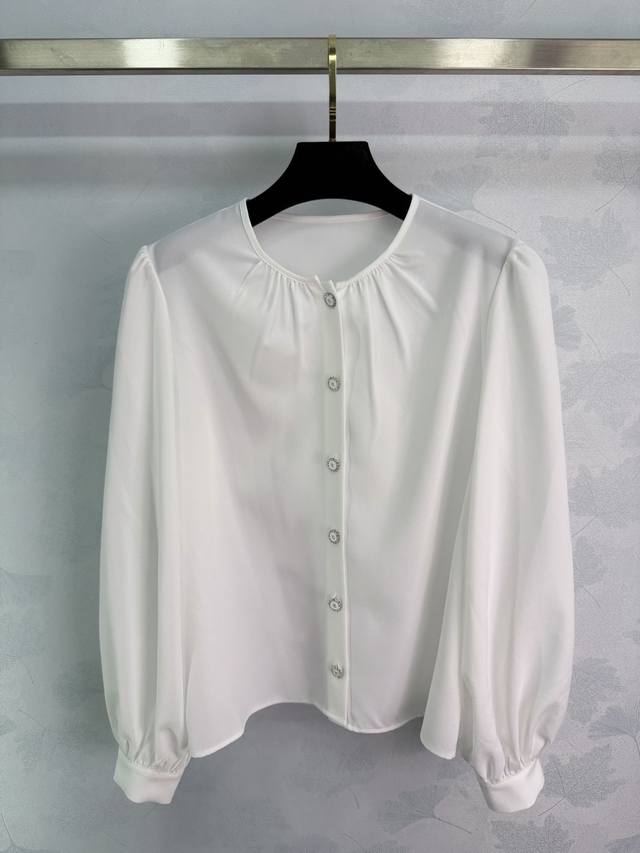 Chane*2026 Early Spring New Round Neck Puff Sleeve Shirt, Custom Made with Impor