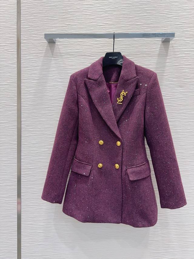 Ys*L 2025Fw New Arrival 60% Wool Suit Jacket - Simple and Elegant with Sequin De