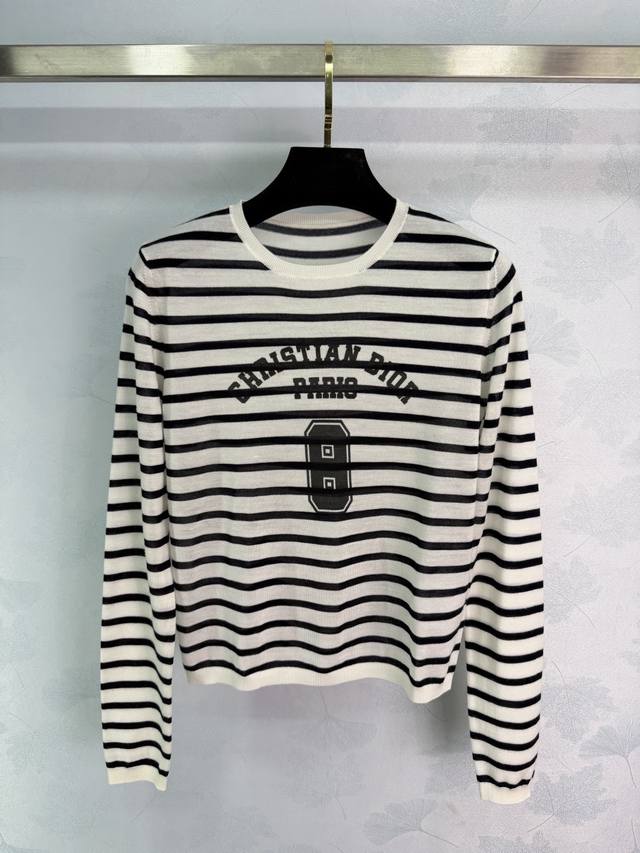 Dio* 2025 Autumn/Winter New Striped Knit Long-Sleeve Shirt! Made of custom cashm