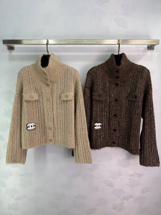 Ch*25 Autumn/Winter New Knitted Cardigan, classic double C logo for easy recogni