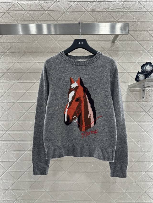 Herme*2026 New Arrival Lunar New Year Jacquard Horsehead Knit Sweater New Year's