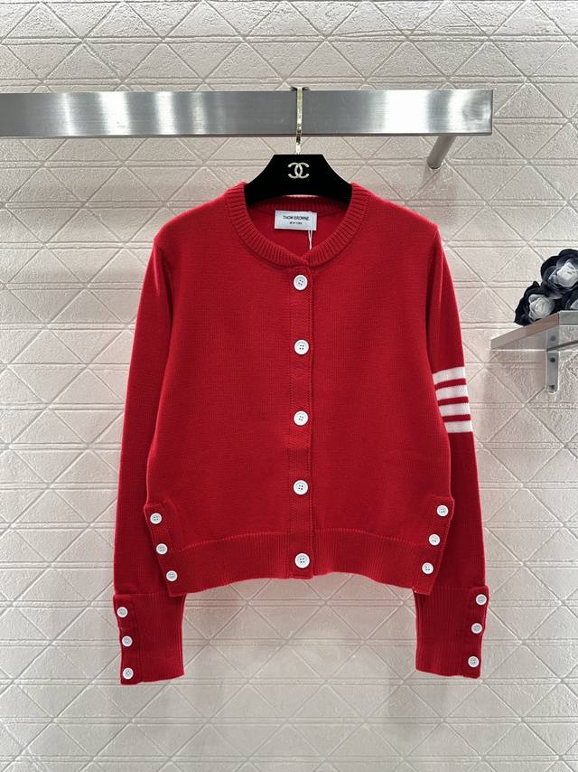 Thom Browne*2026 New Arrival Crew Neck Striped Knit Cardigan Made with custom Yb