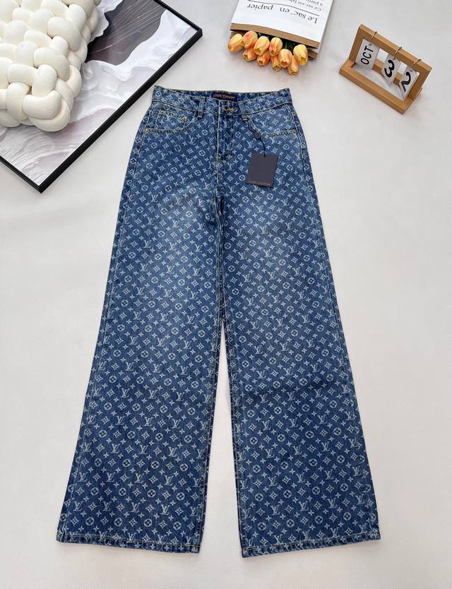 Louis Vuitton New Laser Burnished All-Over Print Jeans ( ). Made with custom Si