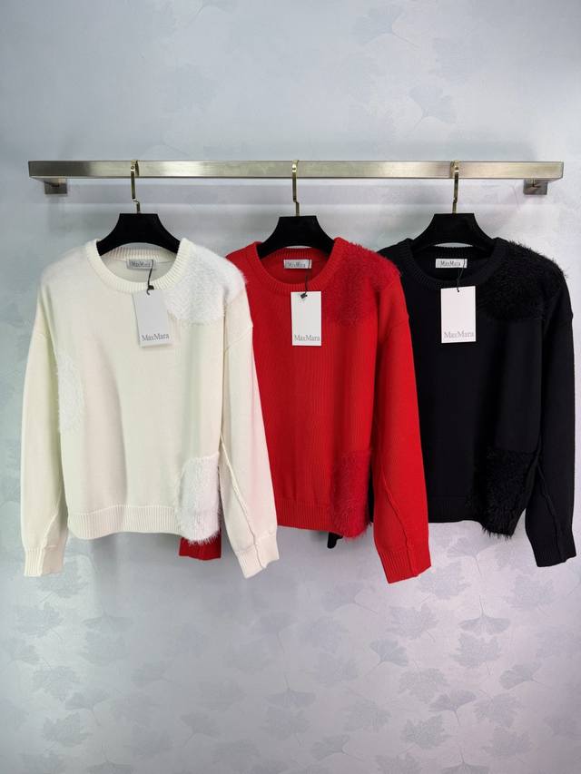 Ma*26 Early Spring New Patchwork Plush Knit Sweater, made of soft knit fabric, w