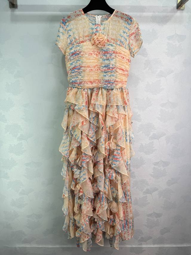 Chane*2026 Early Spring New Active Print Short-Sleeve Dress, Custom Made with Im