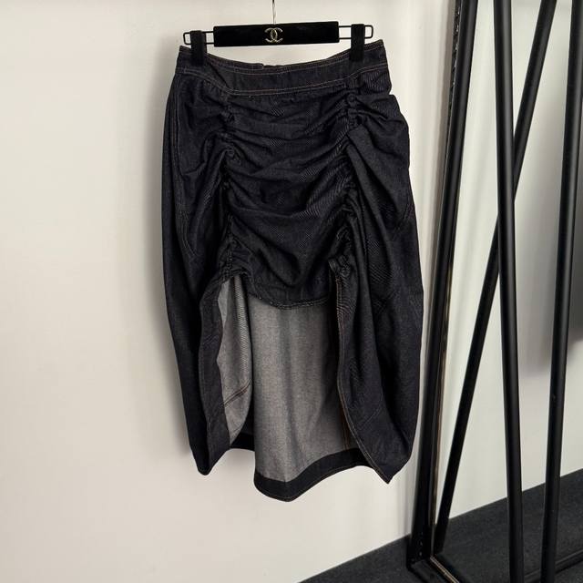 Style No. 20259340 Zimmermann* New high-low pleated denim midi skirt with a tra