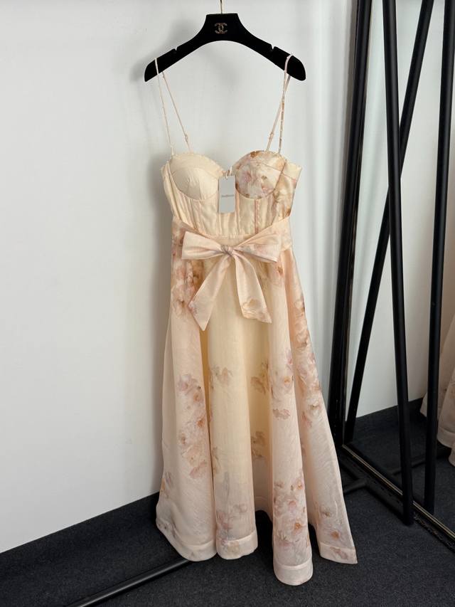 Style No. 20259332 Zimmermann*New Fresh Floral Print Beaded Strapless Silk Linen