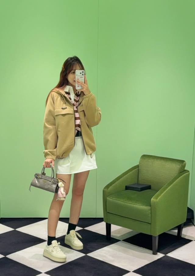 prad* 25Fw Autumn/Winter New Khaki Fleece Windbreaker Jacket | Exclusive Yb Deve