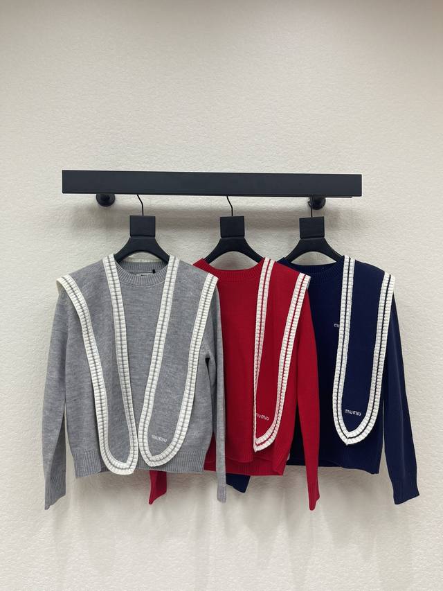 Miumi*26 Early Spring New Two-Piece Shawl Knit Pullover Long-Sleeve Sweater! Mad