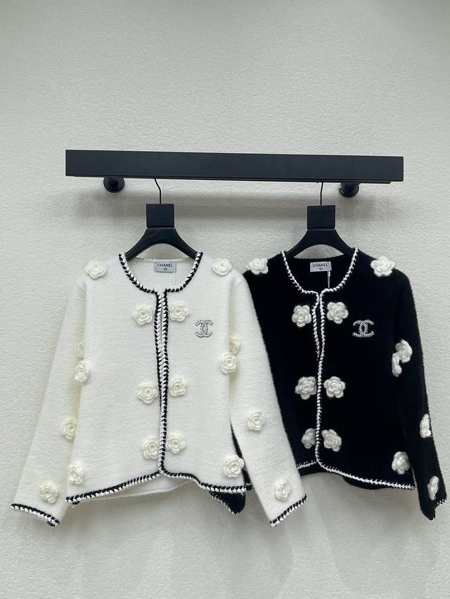 Chane* Early Spring New Arrival 3D Floral Crew Neck Knit Cardigan! Made from a c
