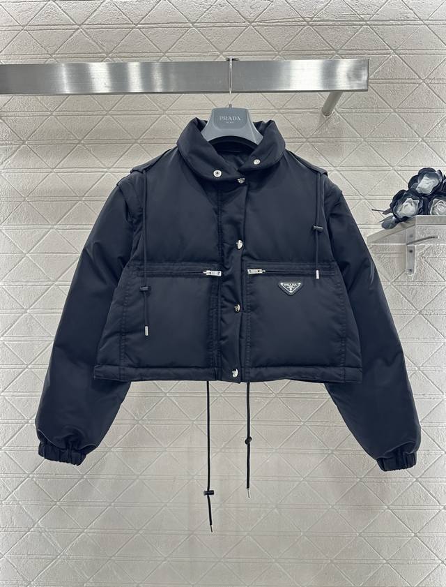 prad*2026 New Arrival Detachable Two-Way Short Cotton Jacket Custom Yb Imported