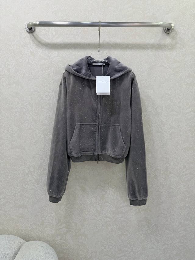 Alexander W*Ng 2026 New Style Velvet Rhinestone Hooded Jacket! New arrival in th