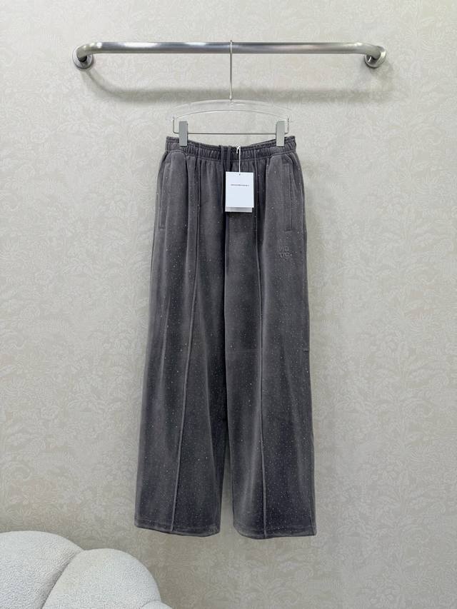 Alexander W*Ng 2026 New Arrival: Velvet Rhinestone Wide-Leg Trousers with Unique