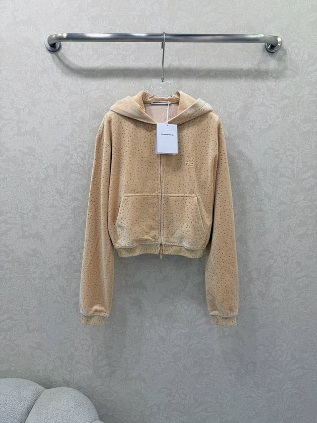 Alexander W*Ng 2026 New Style Velvet Rhinestone Hooded Jacket! New arrival in th