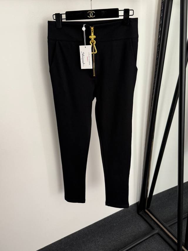 Style No. 20258477 Schiaparelli *New Metal Zipper Elastic Slim Fit Leggings, Bl