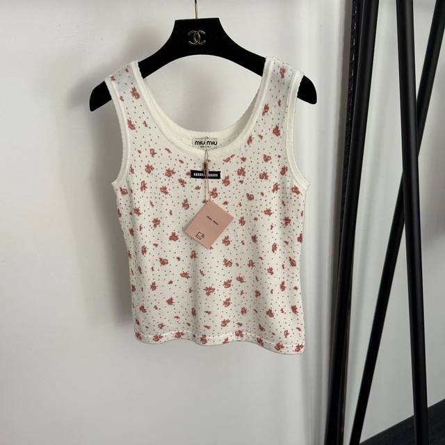 Style No. 20259282 Miumi*New Neck Label Letter Polka Dot Floral Print Knitted Ve