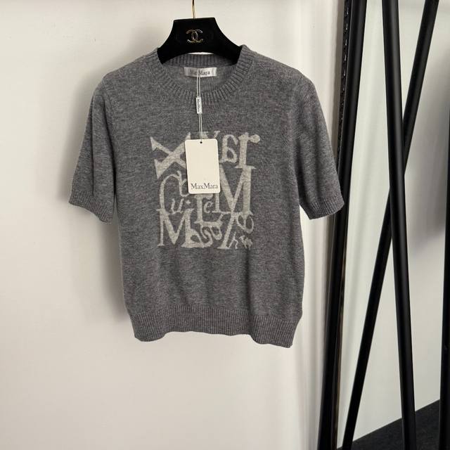 Style No. 20259277 Maxmar* New Color Block Letter Short-Sleeve Wool Knit Sweate