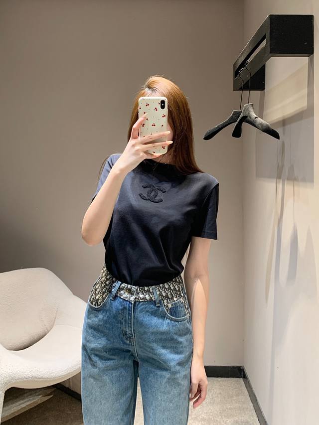 Chan*L 26C High-End Handcrafted Collection Towel Embroidered Logo Crew Neck Shor