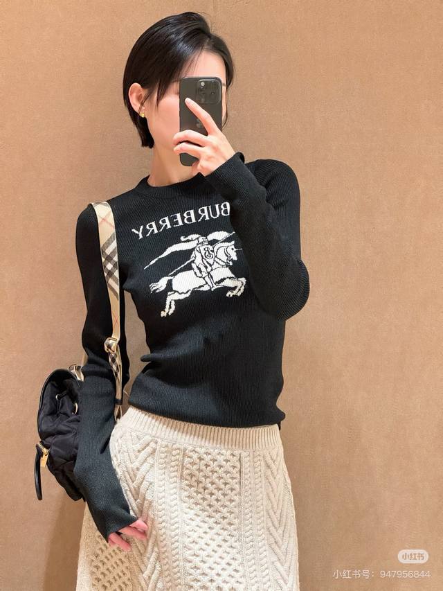 Burberr*New High-End Custom Burberry Classic Knight Horse Pattern Letter Logo Sl