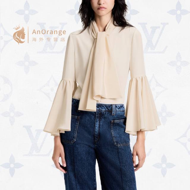 Louis*LV New Custom Letter Logo Button Flowing Collar Bow Tie Decoration Loose a