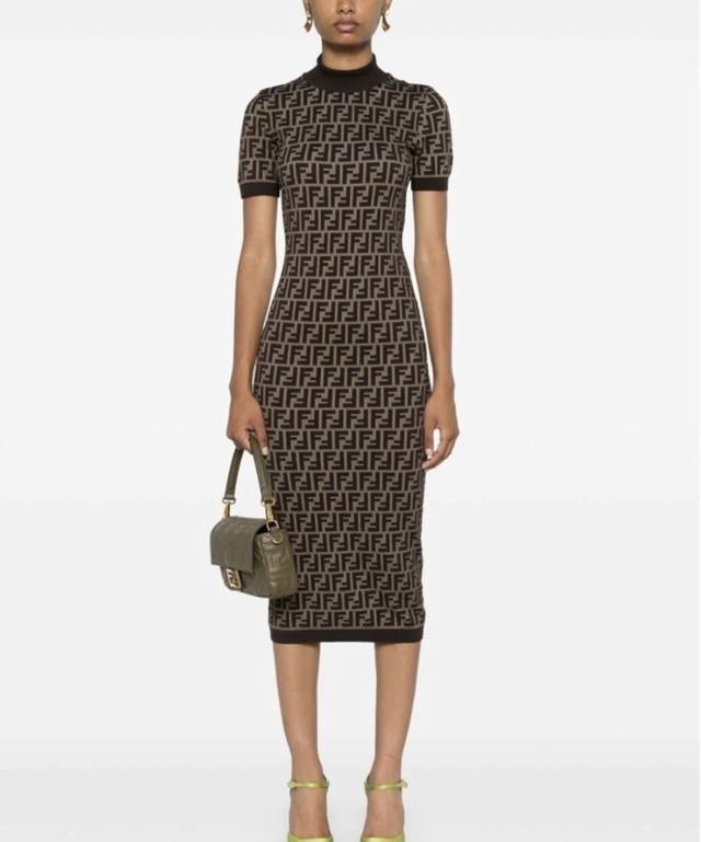 Fend* New High-End Custom Classic Double Ff Logo Jacquard Slim Fit Elastic Knit