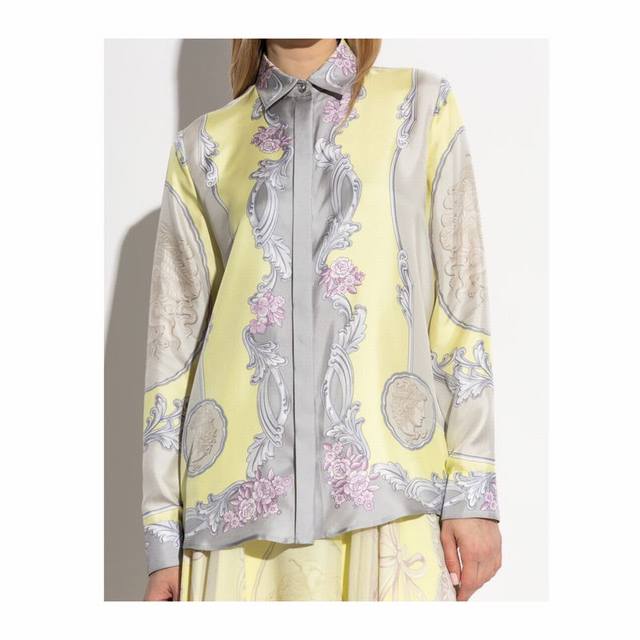 Versac*New Court Style Print Fashion Two-Piece Set! Loose Fit Button-Down Collar