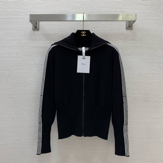 Dio* New high-end custom 100% wool yarn fabric, Cd zipper placket, color-blocked