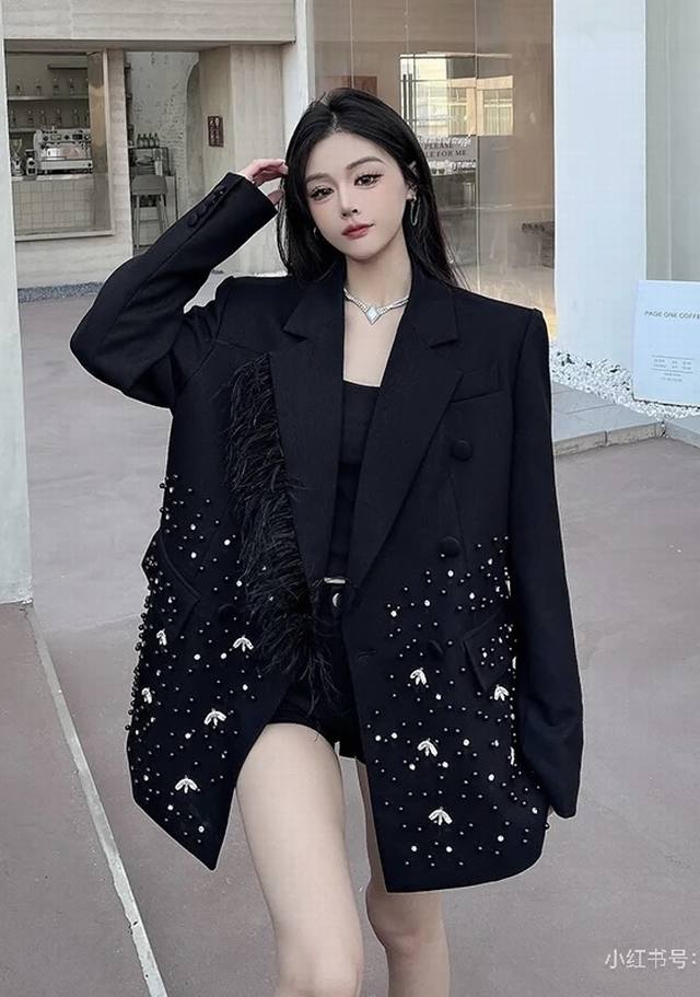 Unisex McQ new high-end custom-made super heavy-duty ostrich feather tassel tri