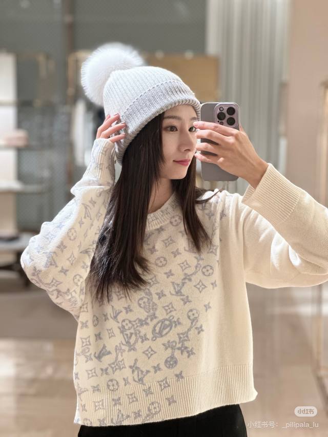 New Louis Vuitton (LV) high-end custom wool blend yarn fabric, monogram print l