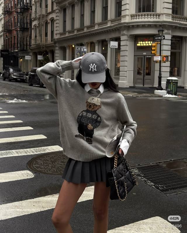 Ralph Laure* New high-end custom wool blend yarn fabric, Fair Isle sweater with