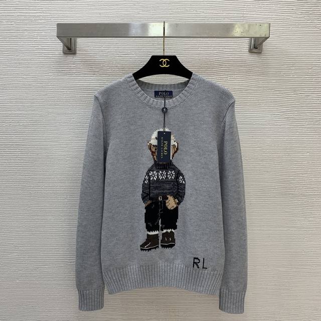 Ralph Laure* New high-end custom wool blend yarn fabric, Fair Isle sweater with