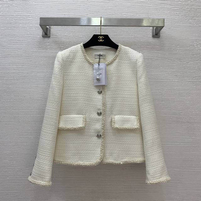 Celin* New high-end custom mixed-color coarse wool fabric, metal chain stitched