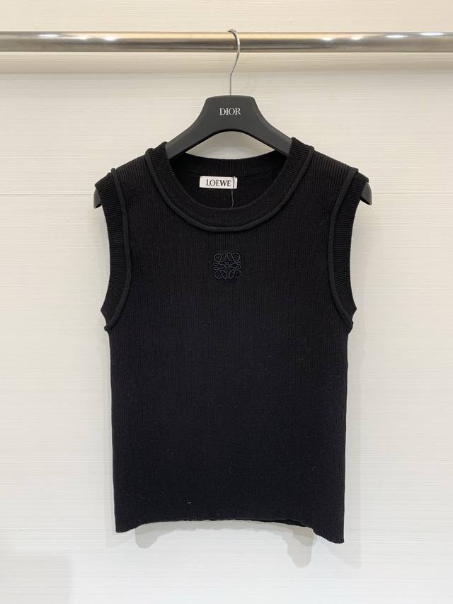 Loewe Spring/Summer 2026 New Embroidered Logo Crew Neck Knitted Vest 100% Wool T