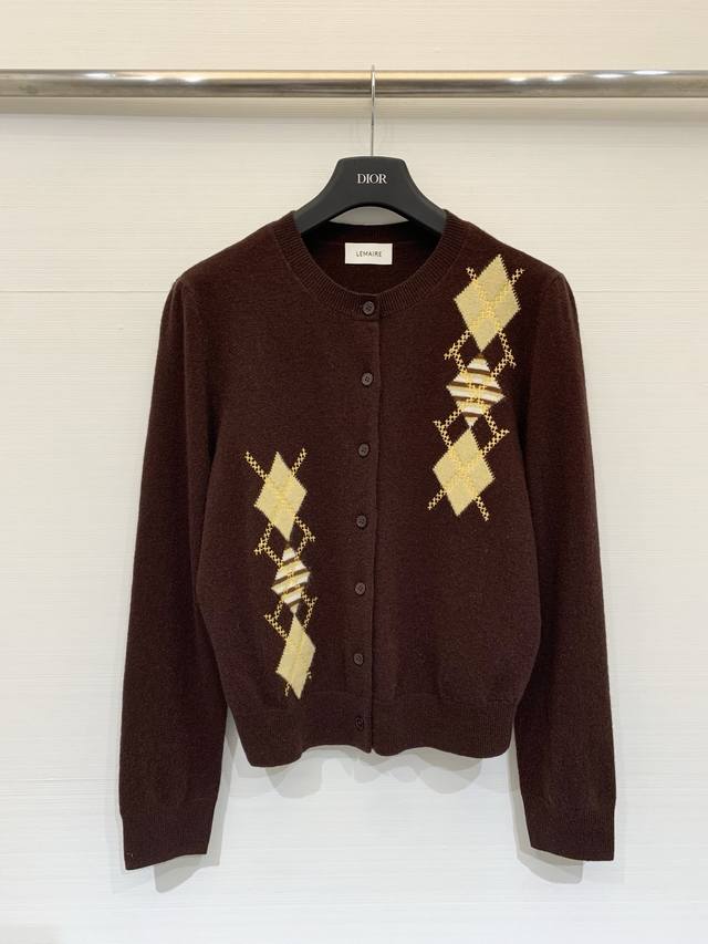 Lemaire Spring/Summer 2026 New Arrival Diamond Pattern Embroidered Cardigan. Mad