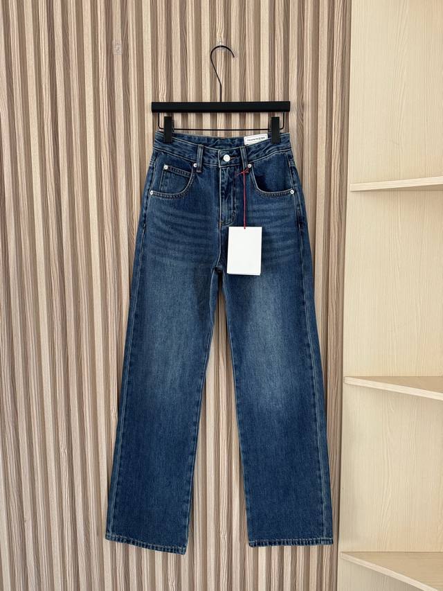 Alexander MacQueen Spring/Summer 2026 minimalist leather-label straight-leg jea