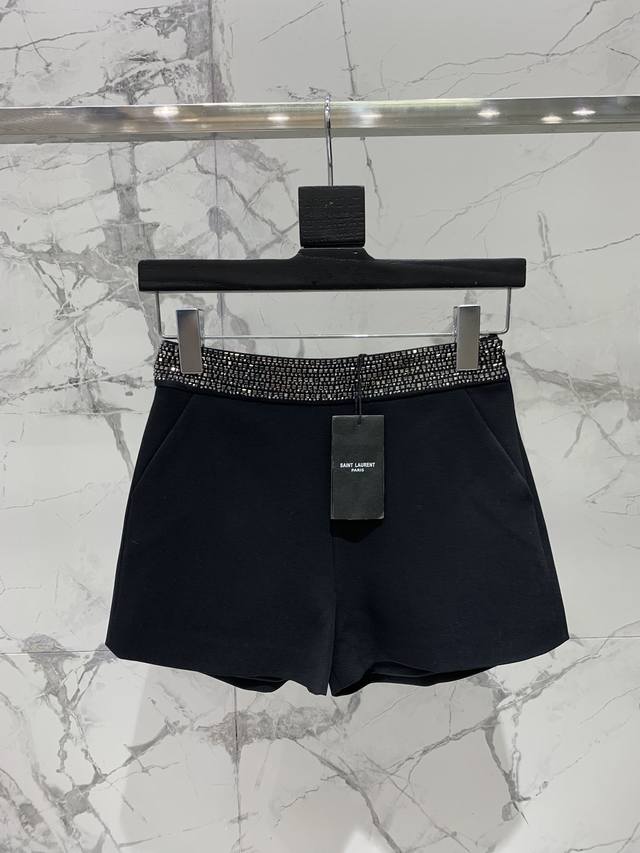 Saint Laurent's new high-waisted rhinestone shorts Super flattering cut A wardr