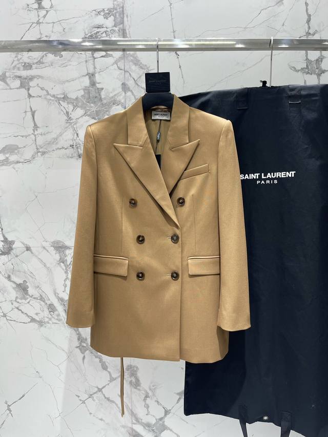 Saint-Father Coffee Brown High-End Belt-Waisted Suit Jacket A perfect combinatio