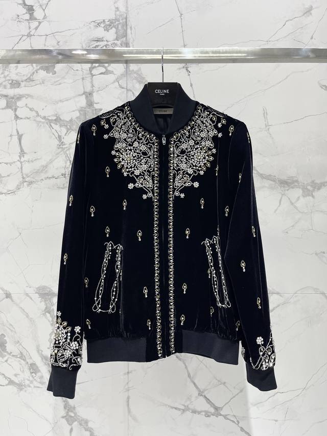 Celine Haute Couture Beaded Jacket An extremely elaborate French imported velve