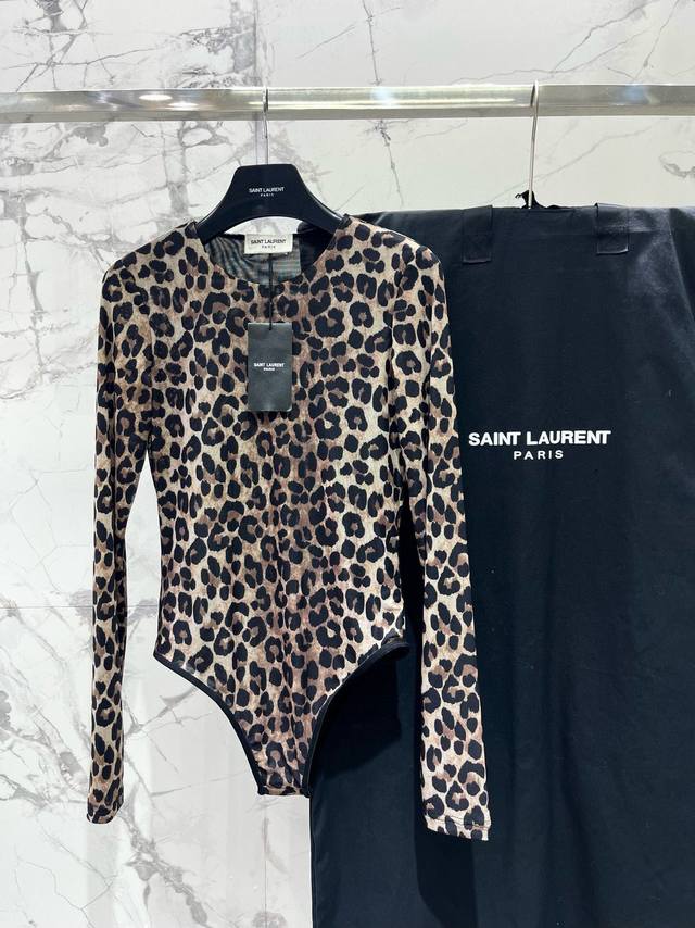 Saint Laurent Early Spring 26 Leopard Print Bodysuit Leopard Print: As a classic