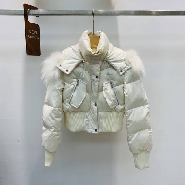 New Elegant Short Down Jacket with Detachable Fur Collar and Detachable Hood Sml