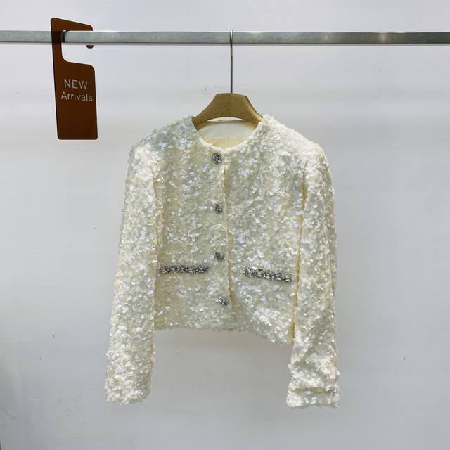 New exquisite heavy-duty design, blingbling sequined rhinestone button short jac