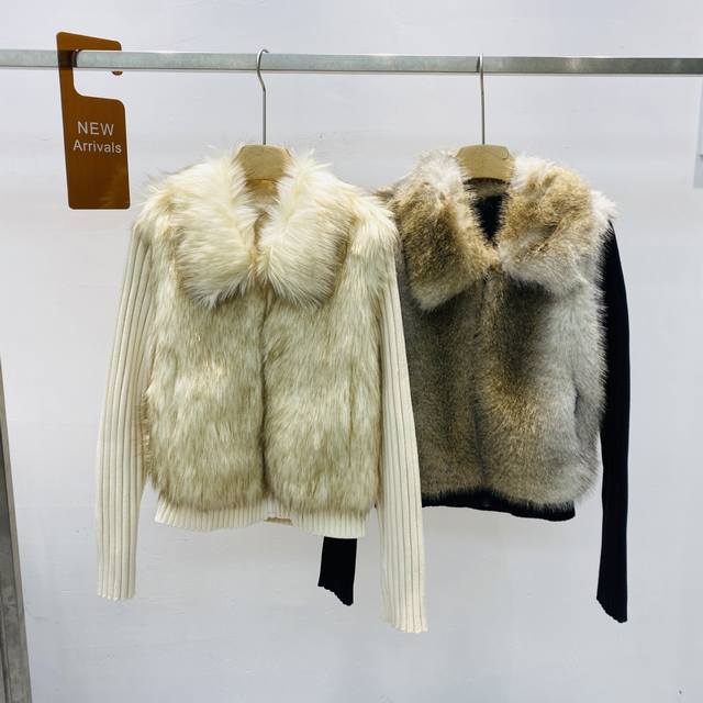 New Eco-friendly Fox Fur Faux Fur Two-tone Custom Dye Retro Lapel Patchwork Faux