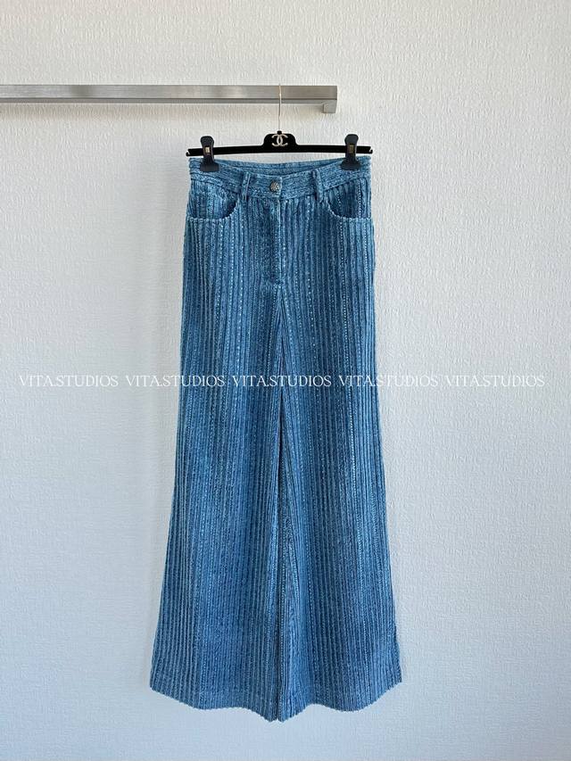 New Arrival Pre-sale Full Rhinestone Corduroy Pants Made of a blend of 85% cotto