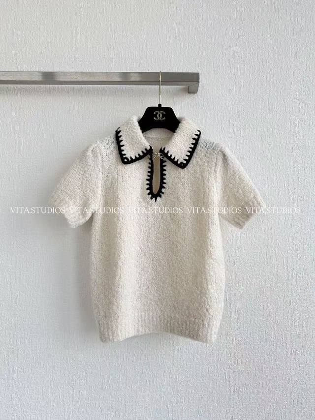 Hot Item In Stock Peter Pan Collar Short-Sleeve Top Made with a custom blend of