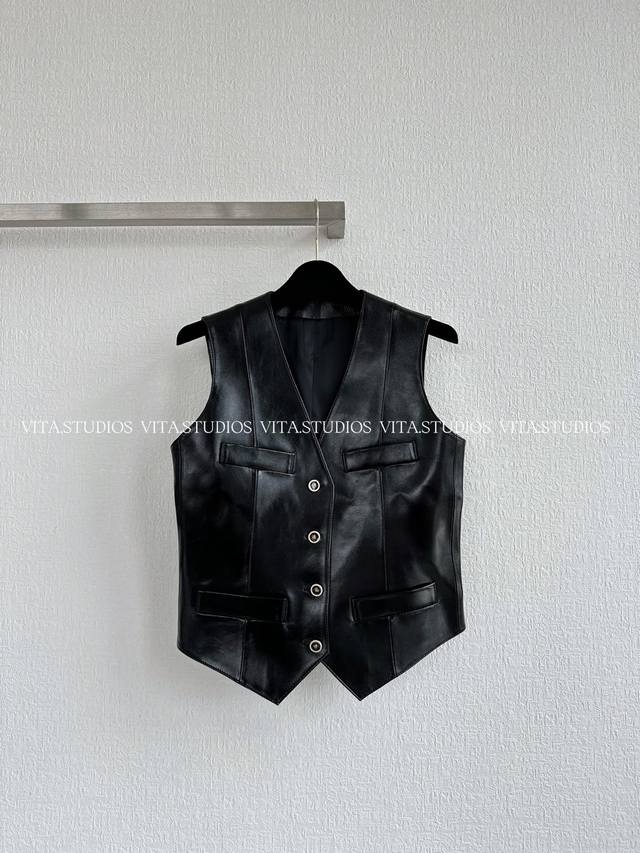 Hot Item In Stock Leather Vest/Tank Jacket High-quality 100% sheepskin leather,